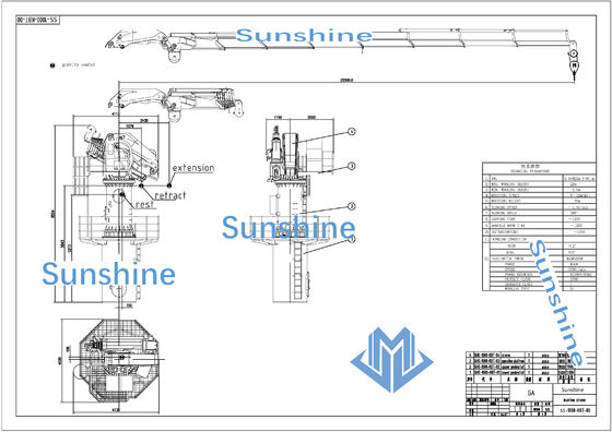 3t22m Foldable Boom Marine Crane For Onboard Offshore Support Vessel