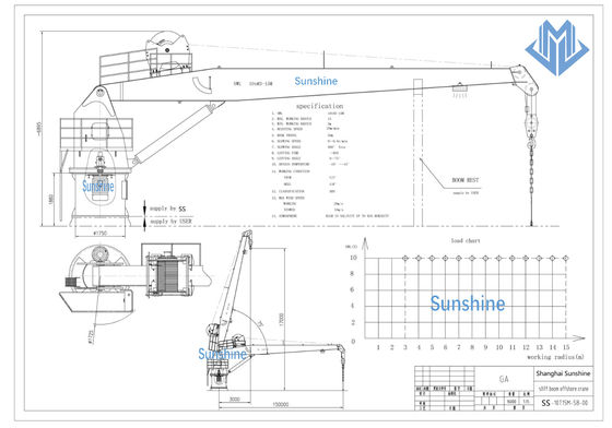 ABS Certificate 5t15m Stiff Boom Marine Crane For General Cargo Handling