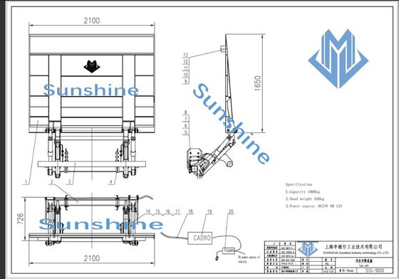 1500 Kg Electric Hydraulic Tail Lift And Liftgate For Mounting On Truck